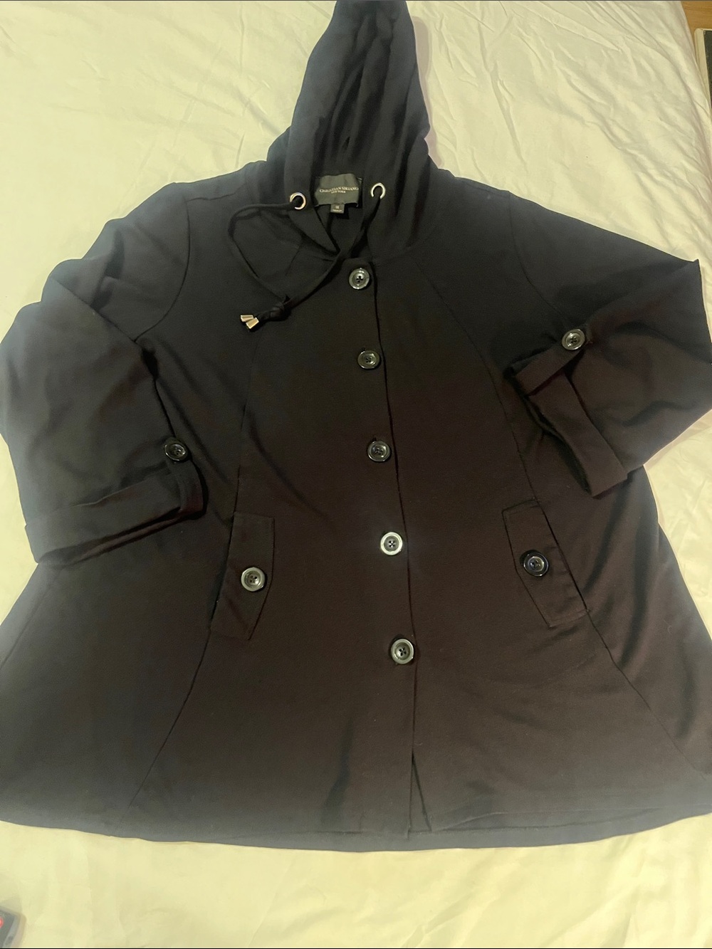 Christian Siriano Black Hooded Button-Front Women’s Top Size 1X